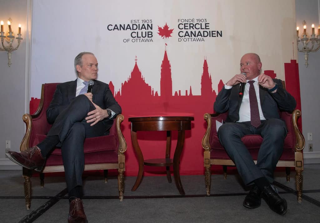 A fireside chat on stage