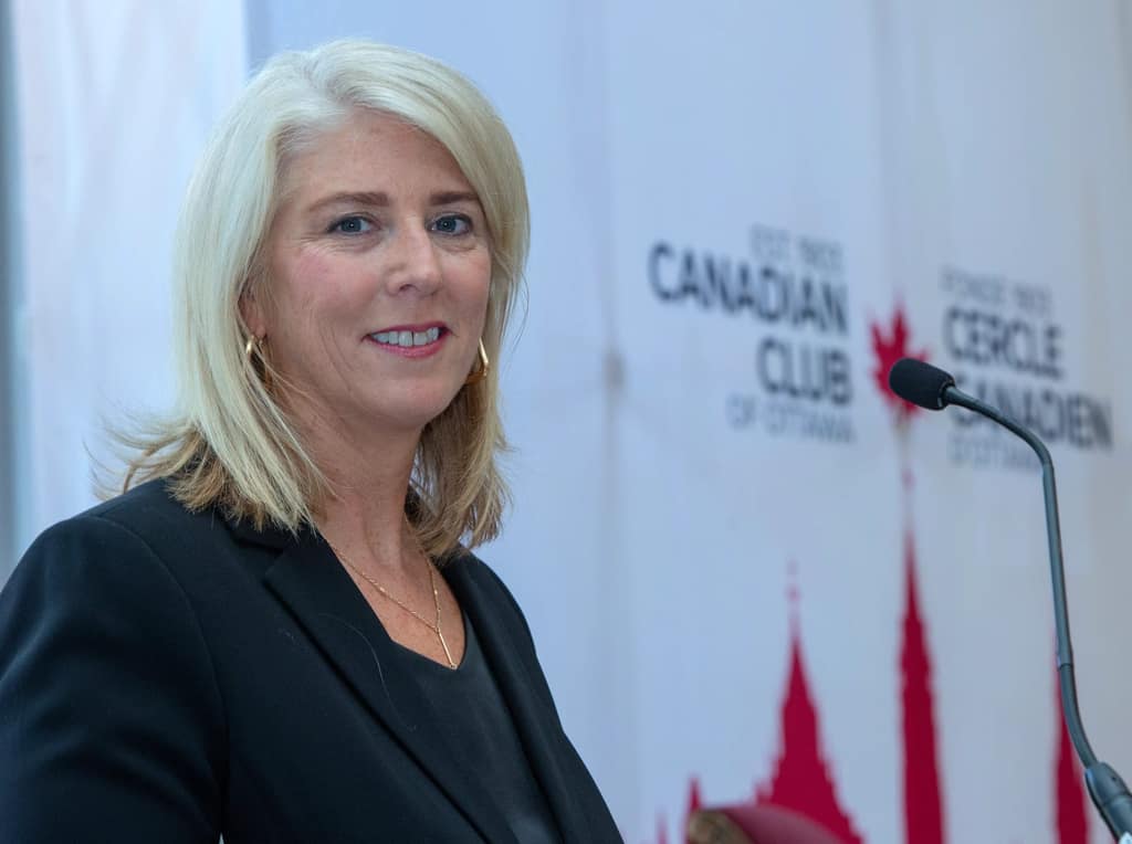 A Board director speaks at the Club lectern